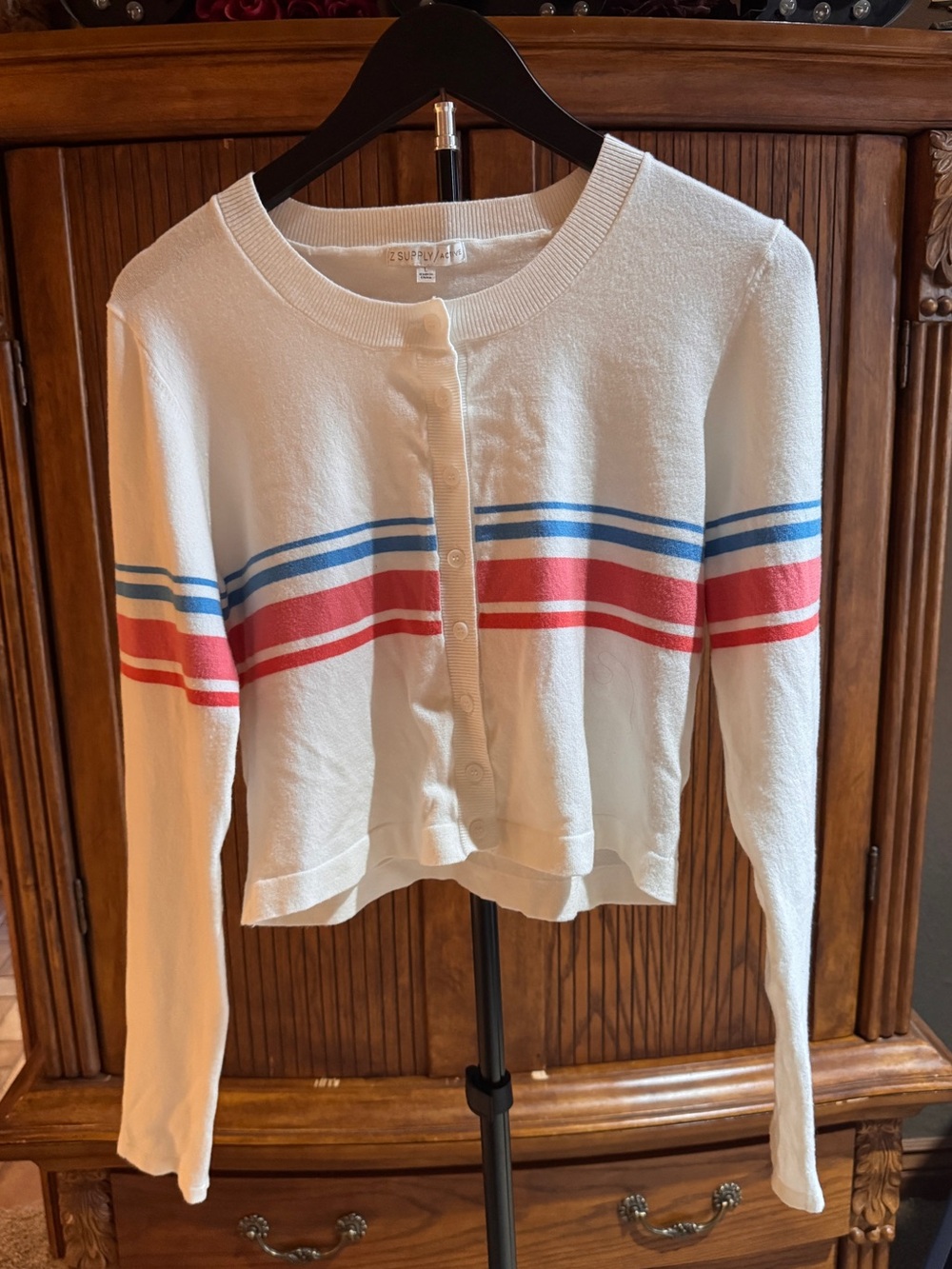 Z Supply Cream Crewneck Button Cardigan